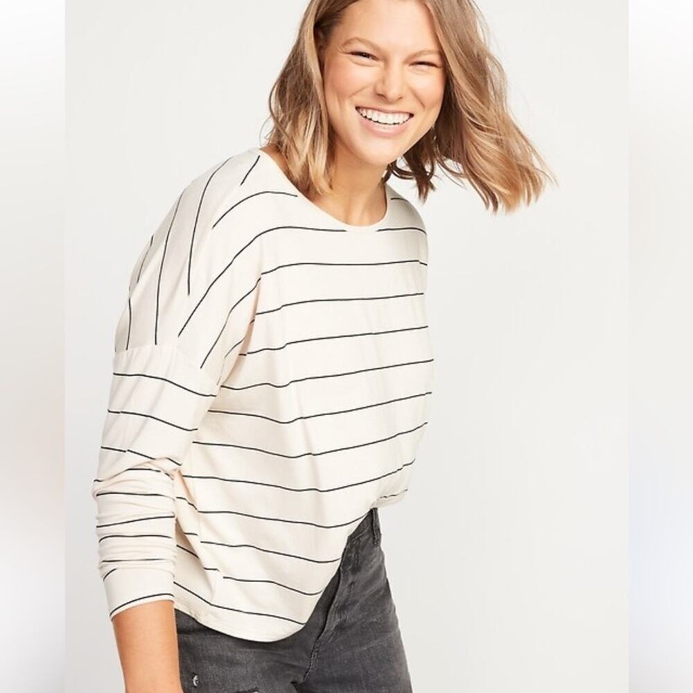 Just Be Black and White Striped Long Sleeve Top